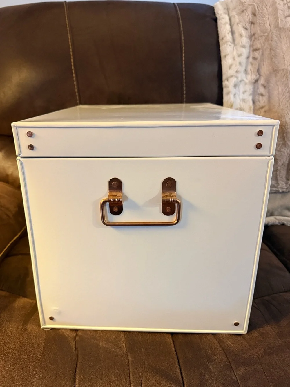 Hearth & Hand with Magnolia Vintage Look Metal Storage Box in Sour Cream New